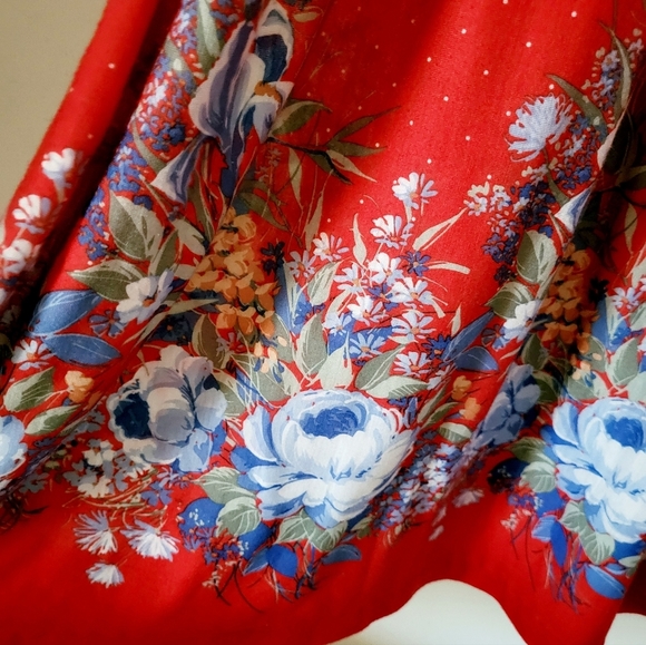 Vintage Polka-dot and Floral Drawstring Shoulder Sleeveless Dress Red Size S - Picture 10 of 12